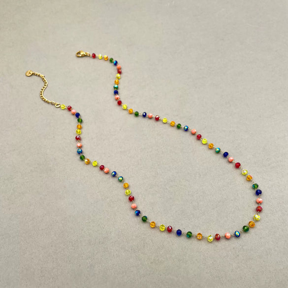 Wholesale Women's Ins Style Stainless Steel Necklace With Multicolor Crystal Stone Pendant And Geometric Pattern Electroplated