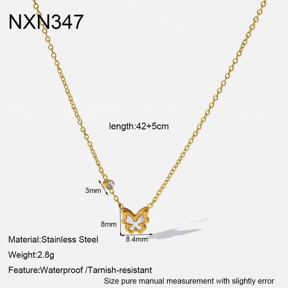 Wholesale Women's Ins Style Stainless Steel Necklace With Pvd Furnace Vacuum Real Gold Plating Star Heart And Butterfly Pendants Oshaped Chain