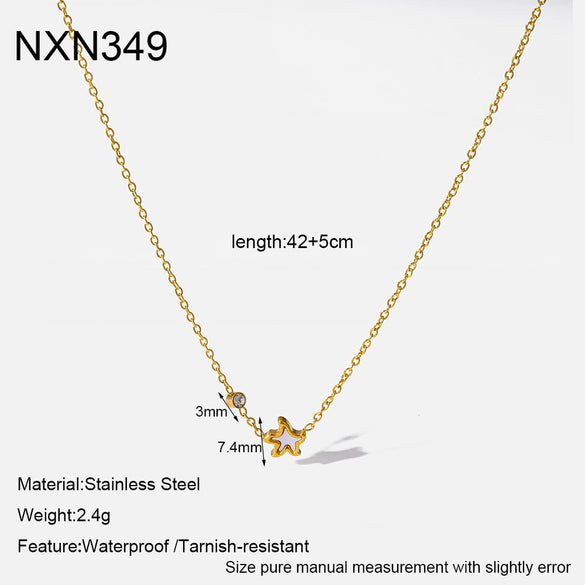 Wholesale Women's Ins Style Stainless Steel Necklace With Pvd Furnace Vacuum Real Gold Plating Star Heart And Butterfly Pendants Oshaped Chain