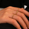 Wholesale Women's Ins Style Stainless Steel Twist Round Bead Geometric Ring With Electroplating And Starry Chain