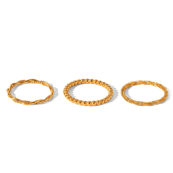 Wholesale Women's Ins Style Stainless Steel Twist Round Bead Geometric Ring With Electroplating And Starry Chain