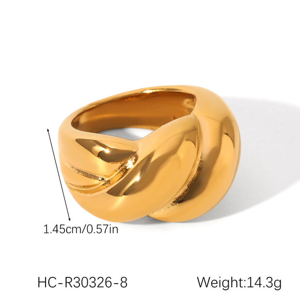 Wholesale Women's Ins Style Stainless Steel Twist Round Bead Geometric Ring With Electroplating And Starry Chain
