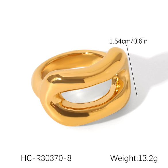 Wholesale Women's Ins Style Stainless Steel Twist Round Bead Geometric Ring With Electroplating And Starry Chain