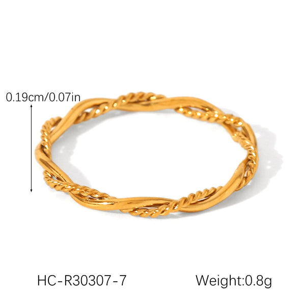 Wholesale Women's Ins Style Stainless Steel Twist Round Bead Geometric Ring With Electroplating And Starry Chain