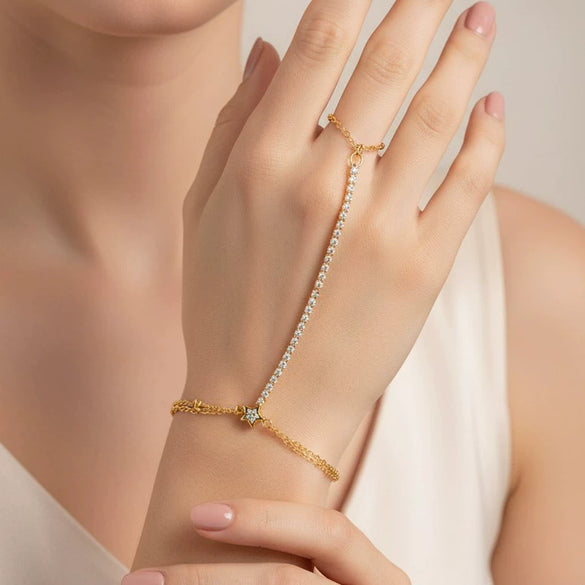 Wholesale Women's Ins Style Star Shape Real Gold Plated Stainless Steel Bracelet