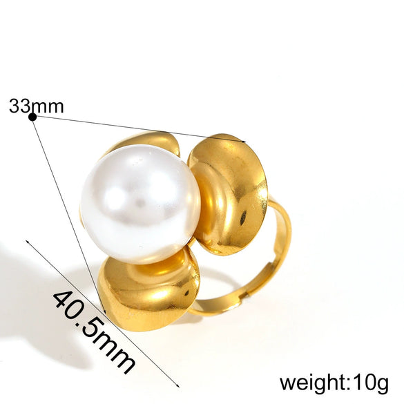 Wholesale Women's Ins Style Titanium Steel Flower Opening Ring With Electroplating