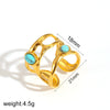 Wholesale Women's Ins Style Titanium Steel Flower Opening Ring With Electroplating