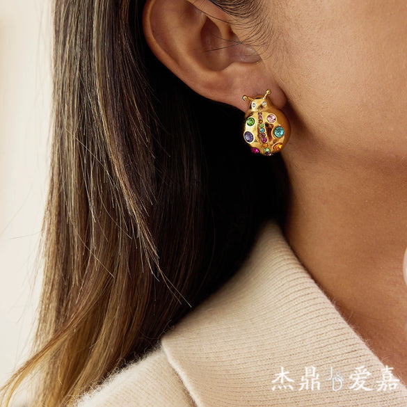 Wholesale Women's Insect Pattern Stainless Steel Electroplated Earrings