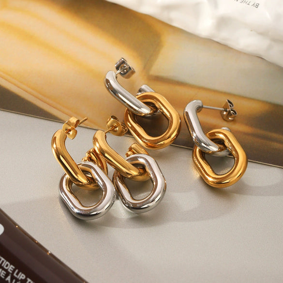 Wholesale Women's Insstyle Geometric Stainless Steel Electroplated Earrings