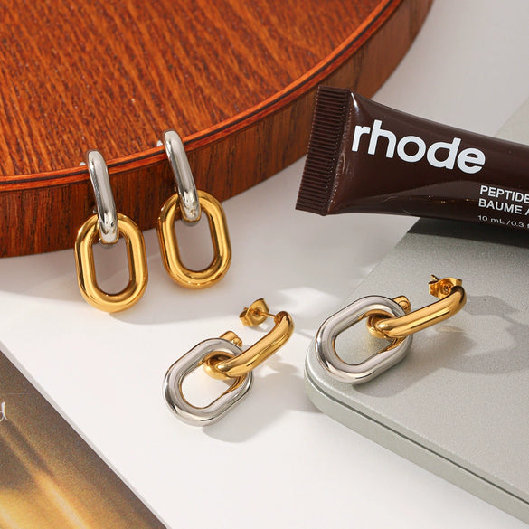 Wholesale Women's Insstyle Geometric Stainless Steel Electroplated Earrings