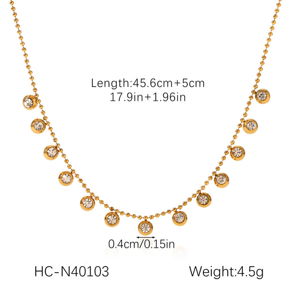Wholesale Women's Insstyle Geometric Stainless Steel Gold Plated Necklace And Heartshaped Zircon Bracelet