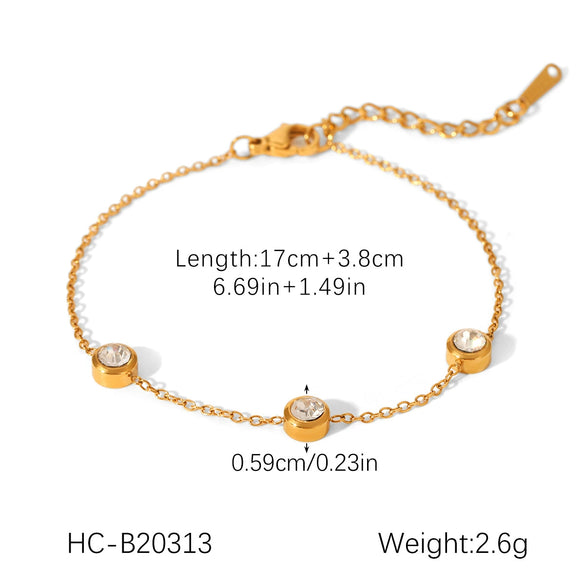 Wholesale Women's Insstyle Geometric Stainless Steel Gold Plated Necklace And Heartshaped Zircon Bracelet