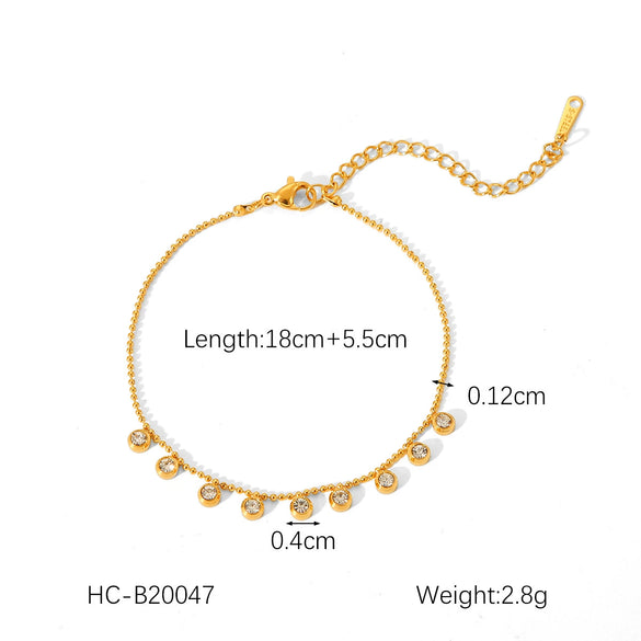 Wholesale Women's Insstyle Geometric Stainless Steel Gold Plated Necklace And Heartshaped Zircon Bracelet