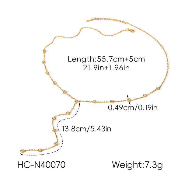 Wholesale Women's Insstyle Geometric Stainless Steel Gold Plated Necklace And Heartshaped Zircon Bracelet