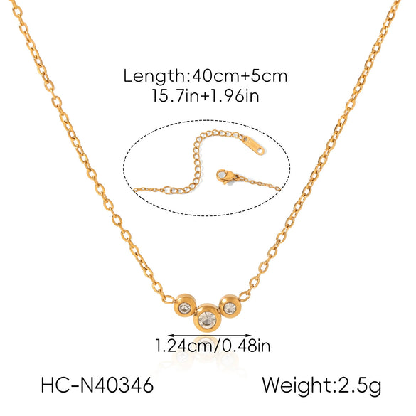 Wholesale Women's Insstyle Geometric Stainless Steel Gold Plated Necklace And Heartshaped Zircon Bracelet