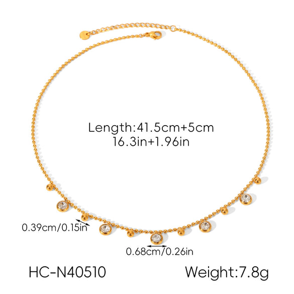 Wholesale Women's Insstyle Geometric Stainless Steel Gold Plated Necklace And Heartshaped Zircon Bracelet