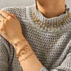 Wholesale Women's Insstyle Geometric Stainless Steel Gold Plated Necklace And Heartshaped Zircon Bracelet