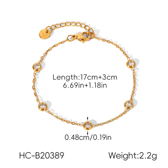 Wholesale Women's Insstyle Geometric Stainless Steel Gold Plated Necklace And Heartshaped Zircon Bracelet