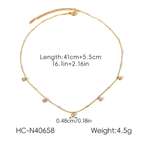 Wholesale Women's Insstyle Geometric Stainless Steel Gold Plated Necklace And Heartshaped Zircon Bracelet