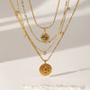 Wholesale Women's Insstyle Geometric Zodiac Sign Gold Plated Stainless Steel Pendant Necklace