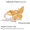Wholesale Women's Insstyle Stainless Steel Butterfly And Bow Pattern Rings With Pvd Furnace Vacuum Real Gold Plating
