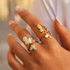 Wholesale Women's Insstyle Stainless Steel Butterfly Rings With Pvd Furnace Vacuum Real Gold Plating