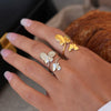 Wholesale Women's Insstyle Stainless Steel Butterfly Rings With Pvd Furnace Vacuum Real Gold Plating