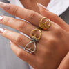 Wholesale Women's Insstyle Stainless Steel Heartshaped Hollow Rings With Pvd Furnace Vacuum Real Gold Plating