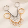 Wholesale Women's Iron Alloy Drop Shape Tassel Chain Finger Ring With Electroplating And Niche Stylish Design