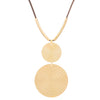 Wholesale Women's Iron Double Round Pendant Necklace With Exaggerated Geometric Pattern And Rope Chain Electroplated