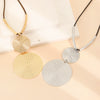 Wholesale Women's Iron Double Round Pendant Necklace With Exaggerated Geometric Pattern And Rope Chain Electroplated