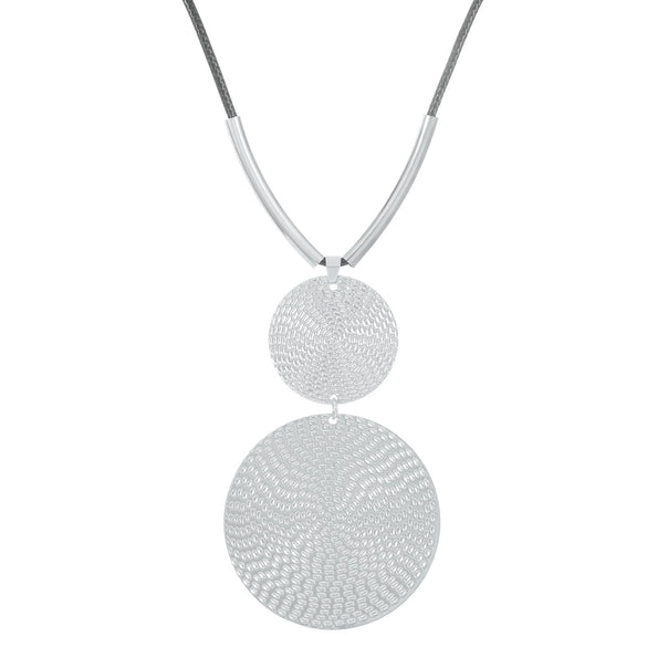 Wholesale Women's Iron Double Round Pendant Necklace With Exaggerated Geometric Pattern And Rope Chain Electroplated