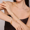 Wholesale Women's Irregular Baroque Freshwater Pearl And Stainless Steel Bracelet With Geometric Design And Electroplating