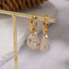 Wholesale Women's Irregular Baroque Geometric Light Luxury Minimalist Stainless Steel Pvd Furnace Vacuum Real Gold Plated Pearl Earrings Jewelry