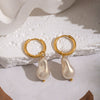 Wholesale Women's Irregular Baroque Geometric Light Luxury Minimalist Stainless Steel Pvd Furnace Vacuum Real Gold Plated Pearl Earrings Jewelry