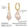 Wholesale Women's Irregular Baroque Geometric Light Luxury Minimalist Stainless Steel Pvd Furnace Vacuum Real Gold Plated Pearl Earrings Jewelry