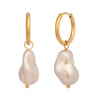 Wholesale Women's Irregular Baroque Geometric Light Luxury Minimalist Stainless Steel Pvd Furnace Vacuum Real Gold Plated Pearl Earrings Jewelry