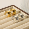 Wholesale Women's Irregular C Shaped Stainless Steel Earrings With 18K Gold Plated Geometric Design