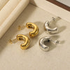 Wholesale Women's Irregular C Shaped Stainless Steel Earrings With 18K Gold Plated Geometric Design
