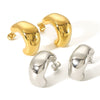 Wholesale Women's Irregular C Shaped Stainless Steel Earrings With 18K Gold Plated Geometric Design