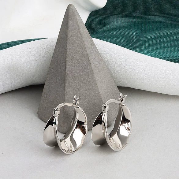 Wholesale Women's Irregular Convex S925 Sterling Silver Earrings