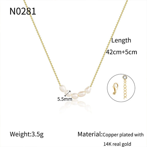 Wholesale Women's Irregular Freshwater Pearl Necklace With Electroplating Copper Plated With Real Gold Pendant Light Luxury And Minimalist Style