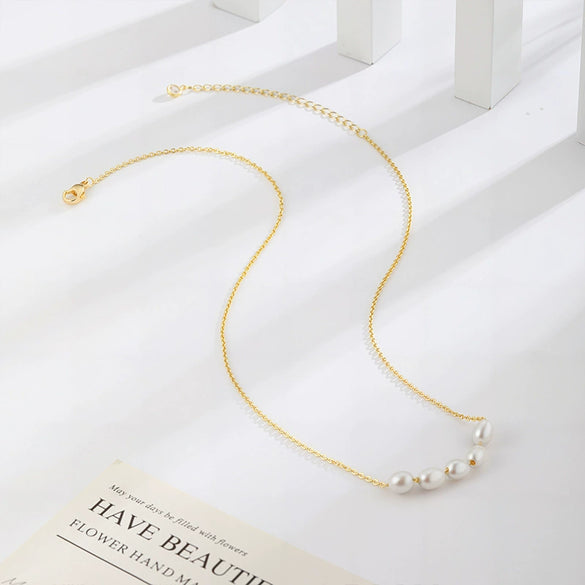 Wholesale Women's Irregular Freshwater Pearl Necklace With Electroplating Copper Plated With Real Gold Pendant Light Luxury And Minimalist Style