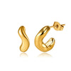 Wholesale Women's Irregular Geometric Cshaped Stainless Steel And 925 Silver Earrings With 18K Gold Electroplating Original Design