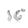 Wholesale Women's Irregular Geometric Cshaped Stainless Steel And 925 Silver Earrings With 18K Gold Electroplating Original Design