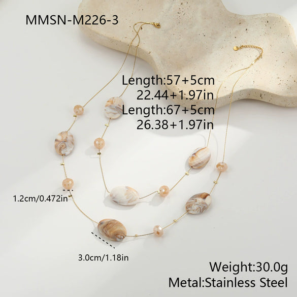 Wholesale Women's Irregular Geometric Resin And 18K Gold Electroplated Multilayered Necklace For Autumn And Winter