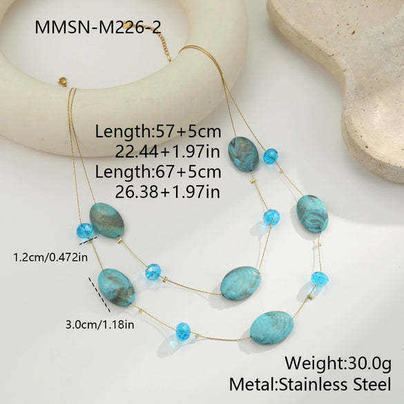 Wholesale Women's Irregular Geometric Resin And 18K Gold Electroplated Multilayered Necklace For Autumn And Winter