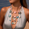 Wholesale Women's Irregular Geometric Resin And 18K Gold Electroplated Multilayered Necklace For Autumn And Winter
