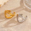 Wholesale Women's Irregular Hammer Geometric Stainless Steel Ring With 18K Gold Plated Vacuum Electroplating