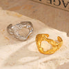 Wholesale Women's Irregular Hammer Geometric Stainless Steel Ring With 18K Gold Plated Vacuum Electroplating